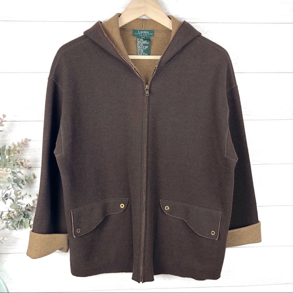 LAUREN RALPH LAUREN Brown ZipUp Hoodie Jacket